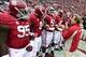 Nov 23, 2013; Tuscaloosa, AL, USA; Alabama Crimson Tide head coach Nick Saban leads his team onto the field for their game against the Chattanooga Mocs at Bryant-Denny Stadium. Mandatory Credit: John David Mercer-USA TODAY Sports