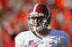 AUBURN, AL - NOVEMBER 30: AJ McCarron #10 of the Alabama Crimson Tide warms up prior to their game against the Auburn Tigers at Jordan-Hare Stadium on November 30, 2013 in Auburn, Alabama. (Photo by Kevin C. Cox/Getty Images)