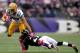 BALTIMORE, MD - OCTOBER 13: Wide receiver Jordy Nelson #87 of the Green Bay Packers is tackled by cornerback Lardarius Webb #21 of the Baltimore Ravens in the first quarter at M&T Bank Stadium on October 13, 2013 in Baltimore, Maryland. (Photo by Patrick