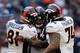 HOUSTON, TX - DECEMBER 22: Peyton Manning #18 of the Denver Broncos celebrates with Joel Dreessen #81 and Orlando Franklin #74 after Manning set the NFL record for touchdown passes in a season with 51, in a 37-13 defeat of the Houston Texans at Reliant S
