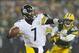 Dec 22, 2013; Green Bay, WI, USA; Pittsburgh Steelers quarterback Ben Roethlisberger (7) throws a pass during the fourth quarter against the Green Bay Packers at Lambeau Field. Pittsburgh won 38-31. Mandatory Credit: Jeff Hanisch-USA TODAY Sports