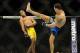 Jul 6, 2013; Las Vegas, NV, USA; Chris Weidman (blue shorts) defeated Anderson Silva (yellow shorts) in their Middleweight Chamionship Bout in the second round at the MGM Grand Garden Arena. Mandatory Credit: Jayne Kamin-Oncea-USA TODAY Sports