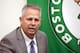 PORTLAND, ME - JUNE 21: Danny Ainge, Celtics President of Basketball Operations, speaks at a press conference in Portland, Maine on June 21, 2012 announcing that the Celtics and Red Claws have entered into a single affiliation partnership beginning with