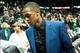 Nov 23, 2013; Atlanta, GA, USA; Boston Celtics guard Rajon Rondo leaves the court after defeating the Atlanta Hawks 94-87 at Philips Arena. The Celtics won 94-87. Mandatory Credit: Kevin Liles-USA TODAY Sports