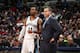 MEMPHIS, TN - DECEMBER 23: Dave Joerger head coach of the Memphis Grizzlies talks with MIke Conley #11 of the Memphis Grizzlies during a game against the Utah Jazz on December 23, 2013 at FedExForum in Memphis, Tennessee. NOTE TO USER: User expressly ackn