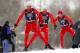 STEAMBOAT SPRINGS, CO - DECEMBER 23: (L-R) Johnny Spillane leads Billy Demong, third place, and Todd Lodwick, second place, during the cross country portion of the event as he won the Nordic Combined US Olympic Trials at Howelson Hill on December 23, 200