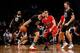 Dec 25, 2013; Brooklyn, NY, USA; Brooklyn Nets point guard Deron Williams (8) drives past Chicago Bulls shooting guard Kirk Hinrich (12) during the first quarter at Barclays Center. Mandatory Credit: Anthony Gruppuso-USA TODAY Sports