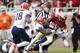 TALLAHASSEE, FL - NOVEMBER 16: Kenny Shaw #81 of the Florida State Seminoles gets tackled after a reception by Dyshawn Davis #35 of the Syracuse Orange during the game at Doak Campbell Stadium on November 16, 2013 in Tallahassee, Florida. Florida State wo