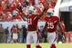 Sep 29, 2013; Tampa, FL, USA; Arizona Cardinals cornerback Patrick Peterson (21) reacts and is congratulated by teammates after he intercepted the ball during the fourth quarter against the Tampa Bay Buccaneers at Raymond James Stadium. Arizona Cardinals