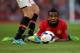 MANCHESTER, ENGLAND - AUGUST 09: Anderson of Manchester United keeps a close eye on the ball during the Rio Ferdinand Testimonial Match between Manchester United and Sevilla at Old Trafford on August 9, 2013 in Manchester, England. (Photo by Clive Bruns