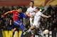 LONDON, ENGLAND - APRIL 04: Mohamed Salah of FC Basel is tackled by Jan Vertonghen of Tottenham Hotspur during the UEFA Europa League quarter-final first leg between Tottenham Hotspur FC and FC Basel 1893 at White Hart Lane on April 4, 2013 in London, En