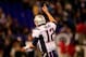BALTIMORE, MD - DECEMBER 22: Quarterback Tom Brady #12 of the New England Patriots celebrates a second half touchdown against the Baltimore Ravens during the Patriots 41-7 win at M&T Bank Stadium on December 22, 2013 in Baltimore, Maryland. (Photo by Rob