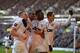 HULL, ENGLAND - DECEMBER 26: L-R Tom Cleverley, Ashley Young, Danny Welbeck and Adnan Januzaj of Manchestere United celebrate the third goal during the Barclays Premier League match between Hull City and Manchester United at KC Stadium on December 26, 201