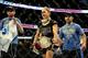 Feb 23, 2013; Anaheim, CA, USA; Ronda Rousey walks out of the octagon after her victory over Liz Carmouche (not pictured) in their UFC women's world bantamweight championship bout at the Honda Center. Mandatory Credit: Jayne Kamin-Oncea-USA TODAY Sport