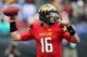 BALTIMORE, MD - SEPTEMBER 21: Quarterback C.J. Brown #16 of the Maryland Terrapins throws a pass against the West Virginia Mountaineers durng the first quarter at M&T Bank Stadium on September 21, 2013 in Baltimore, Maryland. (Photo by Rob Carr/Getty Im