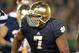 Oct 19, 2013; South Bend, IN, USA; Notre Dame Fighting Irish defensive lineman Stephon Tuitt (7) during the game against the Southern California Trojans at Notre Dame Stadium. Notre Dame defeated USC 14-10. Mandatory Credit: Kirby Lee-USA TODAY Sports