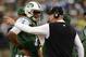 EAST RUTHERFORD, NJ - DECEMBER 22: Quarterback Geno Smith #7 of the New York Jets talks to head coach Rex Ryan of the New York Jets in the second half of against the Cleveland Browns at MetLife Stadium on December 22, 2013 in East Rutherford, New Jersey.