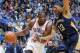 TULSA, OK - OCTOBER 17: Kevin Durant #35 of the Oklahoma City Thunder drives to the basket against Anthony Davis #23 of the New Orleans Pelicans on October 17, 2013 at the BOK Center in Tulsa, Oklahoma. NOTE TO USER: User expressly acknowledges and agree