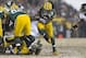 Dec 22, 2013; Green Bay, WI, USA; Green Bay Packers running back Eddie Lacy (27) rushes with the football during the second quarter against the Pittsburgh Steelers at Lambeau Field. Mandatory Credit: Jeff Hanisch-USA TODAY Sports