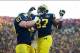 No. 76 Kyle Kalis is expected to lead the offensive line next season.