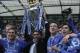 LONDON - MAY 07: (L-R) Frank Lampard, Jose Mourinho, John Terry and Paulo Ferreira hold the trophy after receiving the Barclays Premiership Trophy at Stamford Bridge on May 7, 2005 in London, England. (Photo by Ben Radford/Getty Images)