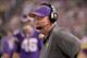 Oct 27, 2013; Minneapolis, MN, USA; Minnesota Vikings offensive coordinator Bill Musgrave during the fourth quarter against the Green Bay Packers at Mall of America Field at H.H.H. Metrodome. The Packers defeated the Vikings 44-31. Mandatory Credit: Brace