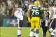 Sep 13, 2012; Green Bay, WI, USA; Chicago Bears quarterback Jay Cutler (6) reacts following a play during the third quarter against the Green Bay Packers at Lambeau Field. The Packers defeated the Bears 23-10. Mandatory Credit: Jeff Hanisch-USA TODAY S