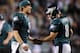 PHILADELPHIA, PA - DECEMBER 22: Nick Foles #9 celebrates with Donnie Jones #8 of the Philadelphia Eagles during the fourth quarter against the Chicago Bears at Lincoln Financial Field on December 22, 2013 in Philadelphia, Pennsylvania. The Eagles defeat