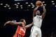 Dec 18, 2013; Brooklyn, NY, USA; Brooklyn Nets shooting guard Joe Johnson (7) takes a shot against the Washington Wizards during the second half at Barclays Center. The Wizards won the game 113-107. Mandatory Credit: Joe Camporeale-USA TODAY Sports