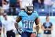 Sep 29, 2013; Nashville, TN, USA; Tennessee Titans cornerback Alterraun Verner (20) celebrates after intercepting a pass against the New York Jets during the first half at LP Field. The Titans beat the Jets 38-13. Mandatory Credit: Don McPeak-USA TODAY Sp
