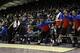 Dec 27, 2013; Evanston, IL, USA; The DePaul Blue Demons bench erupts after a score against the Northwestern Wildcats during the second half at Welsh-Ryan Arena. The DePaul Blue Demons defeated the Northwestern Wildcats 57-56. Mandatory Credit: David Banks