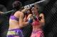 April 13, 2013; Las Vegas, NV, USA; Cat Zingano hits Miesha Tate during the TUF 17 Finale at the Mandalay Bay Events Center. Mandatory Credit: Gary A. Vasquez-USA TODAY Sports