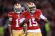 SAN FRANCISCO, CA - DECEMBER 23: Michael Crabtree #15 of the San Francisco 49ers celebrates after gaining twenty-two yards on a pass play against the Atlanta Falcons during the third quarter at Candlestick Park on December 23, 2013 in San Francisco, Cali