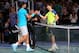 PARIS, FRANCE - NOVEMBER 02: David Ferrer of Spain is congratulated by Rafael Nadal of Spain after their match during day six of the BNP Paribas Masters at Palais Omnisports de Bercy on November 2, 2013 in Paris, France. (Photo by Julian Finney/Getty Im