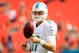 MIAMI GARDENS, FL - DECEMBER 15: Ryan Tannehill #17 of the Miami Dolphins practices prior to the game against the New England Patriots at Sun Life Stadium on December 15, 2013 in Miami Gardens, Florida. (Photo by Chris Trotman/Getty Images)