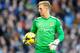MANCHESTER, ENGLAND - DECEMBER 28: Joe Hart of Manchester City looks on after sustaining an eye injury during the Barclays Premier League match between Manchester City and Crystal Palace at the Etihad Stadium on December 28, 2013 in Manchester, England.