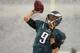 PHILADELPHIA, PA - DECEMBER 8: Quarterback Nick Foles #9 of the Philadelphia Eagles warms up in the snow before the start of a game against the Detroit Lions at Lincoln Financial Field on December 8, 2013 in Philadelphia, Pennsylvania. (Photo by Rich Schu