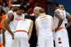 Dec 28, 2013; Syracuse, NY, USA; Syracuse Orange head coach Jim Boeheim speaks with his team during a time out against the Villanova Wildcats in the second half at the Carrier Dome. Syracuse defeated Villanova 78-62. Mandatory Credit: Rich Barnes-USA TO