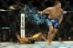 Jul 6, 2013; Las Vegas, NV, USA; Chris Weidman, blue shorts, defeated Anderson Silva (yellow shorts) in their Middleweight Chamionship Bout in the second round with a TKO at the MGM Grand Garden Arena. Mandatory Credit: Jayne Kamin-Oncea-USA TODAY Sports