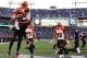 BALTIMORE, MD - NOVEMBER 10: Wide receiver A.J. Green #18 of the Cincinnati Bengals celebrates with teammates after catching a batted ball for a touchdown against the Baltimore Ravens in the fourth quarter at M&T Bank Stadium on November 10, 2013 in Balti
