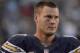 SAN DIEGO, CA - DECEMBER 22: Philip Rivers #17 of the San Diego Chargers looks on from the sidelines against the Oakland Raiders on December 22, 2013 at Qualcomm Stadium in San Diego, California. (Photo by Donald Miralle/Getty Images)