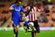 SUNDERLAND, ENGLAND - DECEMBER 17: David Luiz of Chelsea and Jozy Altidore of Sunderland battle for the ball during the Capital One Cup Quarter-Final match between Sunderland and Chelsea at Stadium of Light on December 17, 2013 in Sunderland, England.