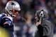 Jan 14, 2012; Foxborough, MA, USA; New England Patriots quarterback Tom Brady (12) talks with head coach Bill Belichick as they take on the Denver Broncos in the second half of the 2011 AFC divisional playoff game at Gillette Stadium. The Patriots defeate