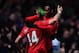 Hernandez and Welbeck celebrate the latter's winning goal vs. Norwich.