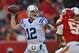 KANSAS CITY, MO - DECEMBER 23: Quarterback Andrew Luck #12 of the Indianapolis Colts throws a pass down field against the Kansas City Chiefs during the second half on December 23, 2012 at Arrowhead Stadium in Kansas City, Missouri. Indianapolis defeated