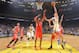 OAKLAND, CA - DECEMBER 13: David Lee #10 of the Golden State Warriors shoots a layup against the Houston Rockets on December 13, 2013 at Oracle Arena in Oakland, California. NOTE TO USER: User expressly acknowledges and agrees that, by downloading and or