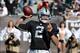 December 29, 2013; Oakland, CA, USA; Oakland Raiders quarterback Terrelle Pryor (2) passes the football against the Denver Broncos during the first quarter at O.co Coliseum. Mandatory Credit: Kyle Terada-USA TODAY Sports