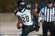 Dec 13, 2013; Charleston, IL, USA; Towson Tigers running back Terrance West (28) scores a touchdown during the fourth quarter against the Eastern Illinois Panthers at O'Brien Field. Mandatory Credit: Bradley Leeb-USA TODAY Sports
