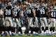 CHARLOTTE, NC - NOVEMBER 18: Linebacker Luke Kuechly #59 of the Carolina Panthers reacts in the first half while taking on the New England Patriots at Bank of America Stadium on November 18, 2013 in Charlotte, North Carolina. (Photo by Streeter Lecka/Ge