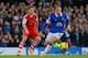 LIVERPOOL, ENGLAND - DECEMBER 29: Ross Barkley of Everton competes with Steven Davis of Southampton during the Barclays Premier League match between Everton and Southampton at Goodison Park on December 29, 2013 in Liverpool, England. (Photo by Paul Thom